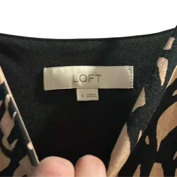 LOFT Women's S Geometric Print Spaghetti Strap Midi Dress Black - Picture 4 of 5